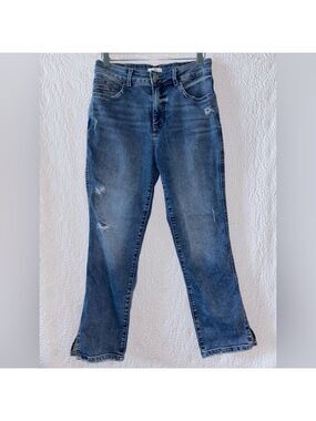 Everflex By Maurice Slit Hem Distressed Ankle Jeans